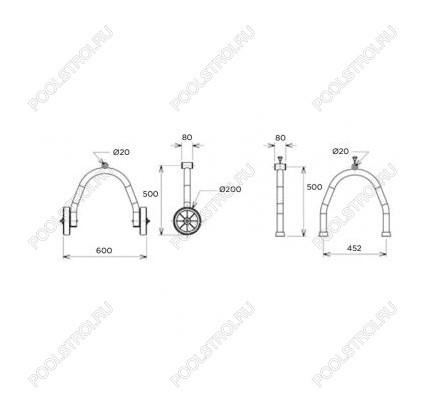 Опора колесная штанги ролика из нерж. стали Flexinox (компл. 2 шт.) (87197021)